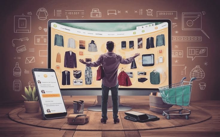 Nakcito E-commerce Website Builder Mockup showing intuitive store management